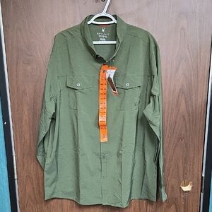 Spyder Size XXL Olive Green Lightweight Casual Button Down Shirt